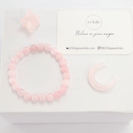 Rose Quartz Crystal Moon & Star Gift Set