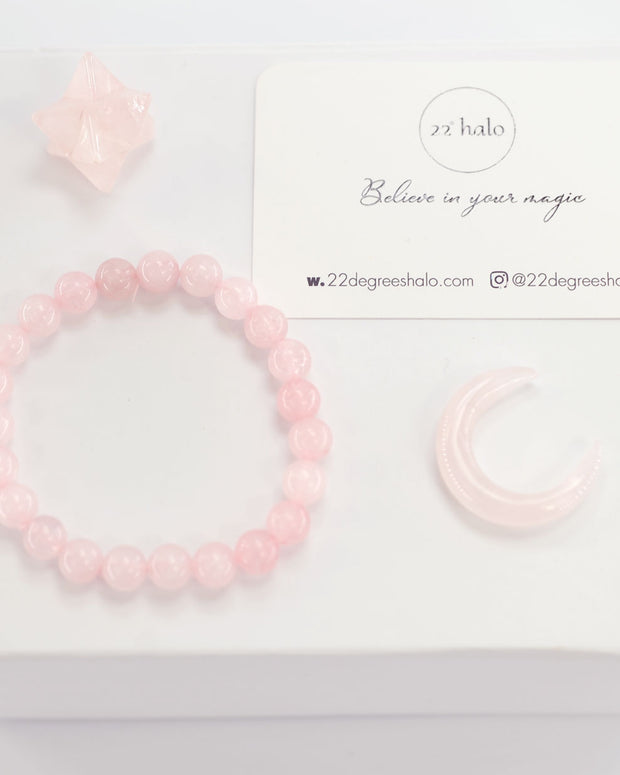 Rose Quartz Crystal Moon & Star Gift Set