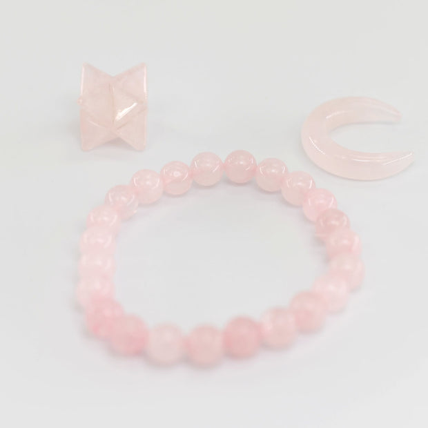 Rose Quartz Crystal Moon & Star Gift Set