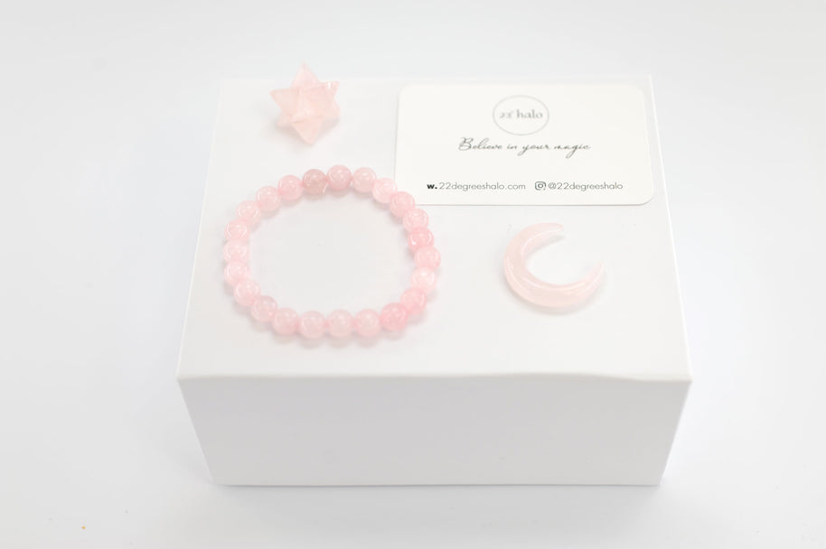 Rose Quartz Crystal Moon & Star Gift Set