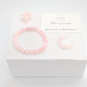 Rose Quartz Crystal Moon & Star Gift Set