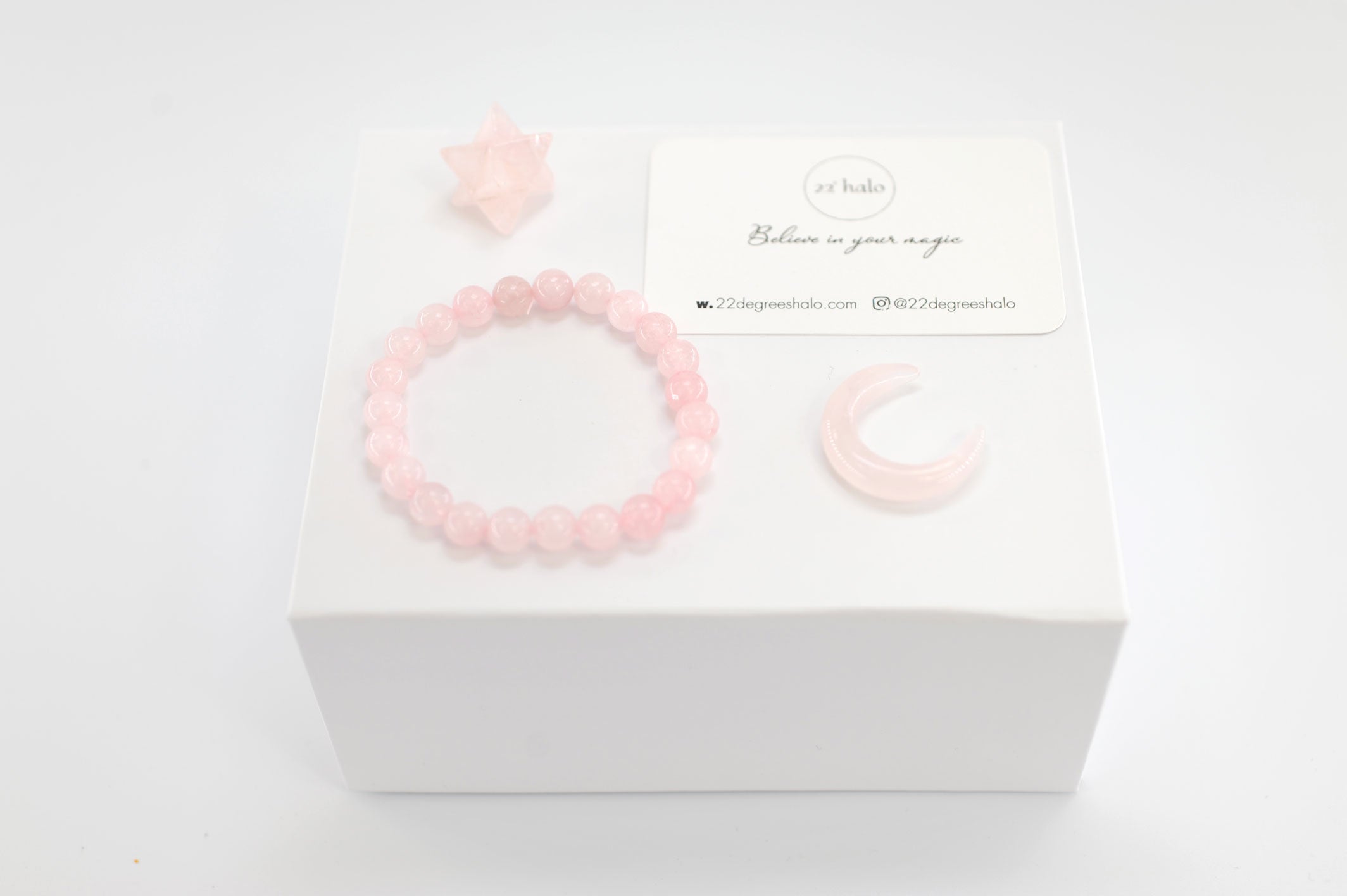 Rose Quartz Crystal Moon & Star Gift Set