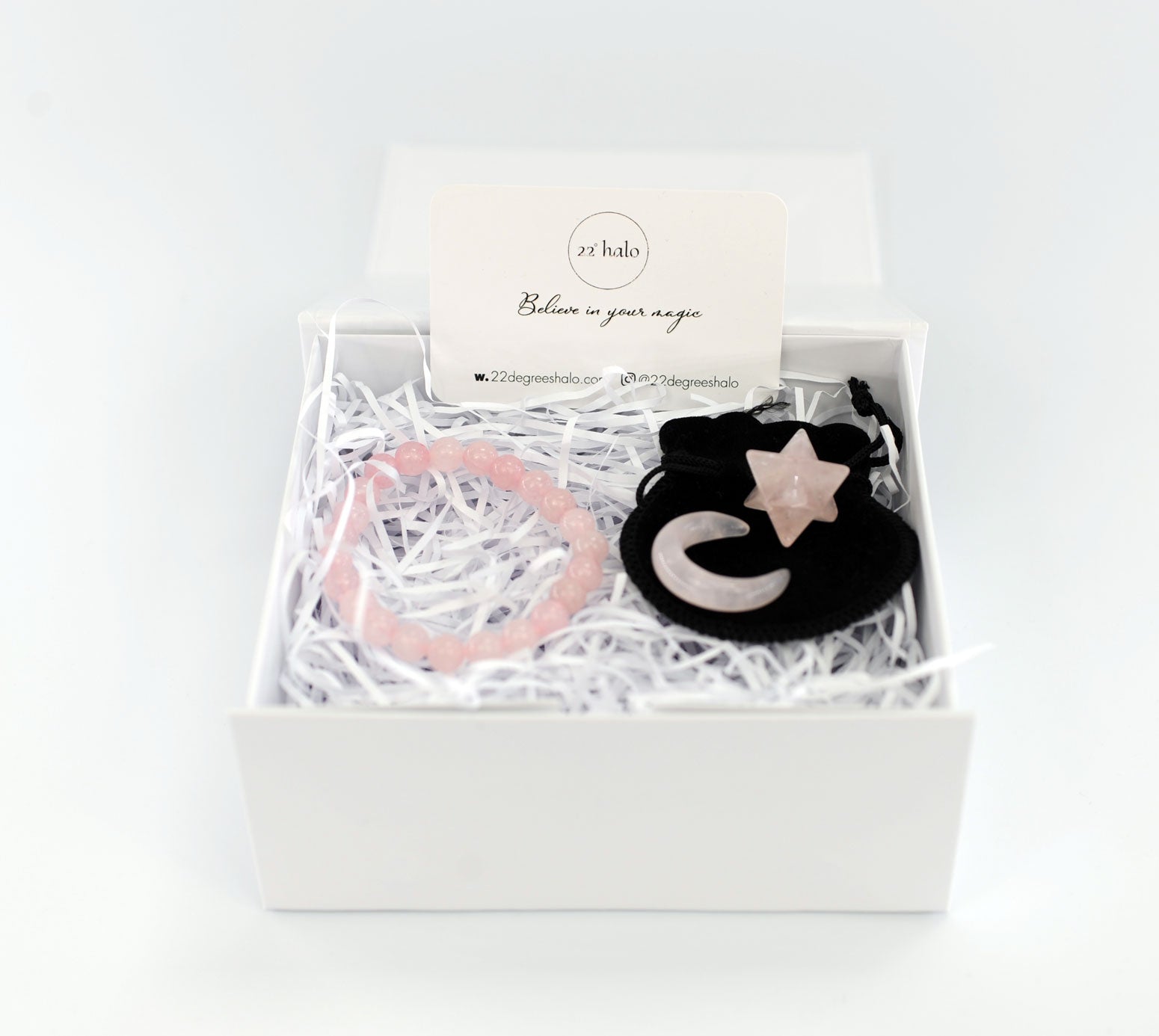 Rose Quartz Crystal Moon & Star Gift Set