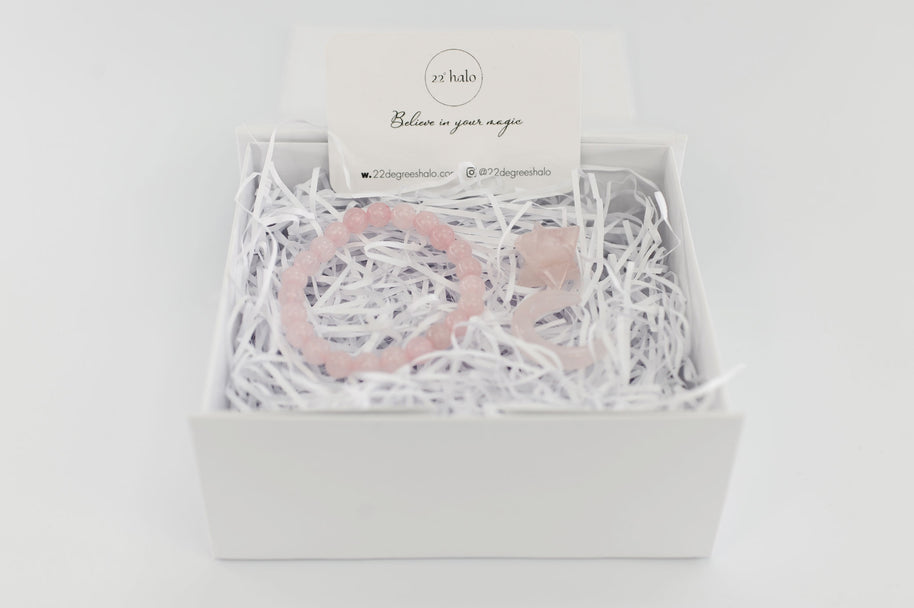 Rose Quartz Crystal Moon & Star Gift Set