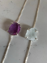 Load image into Gallery viewer, Silver Plated Natural Aquamarine or Amethyst Crystal Bracelet
